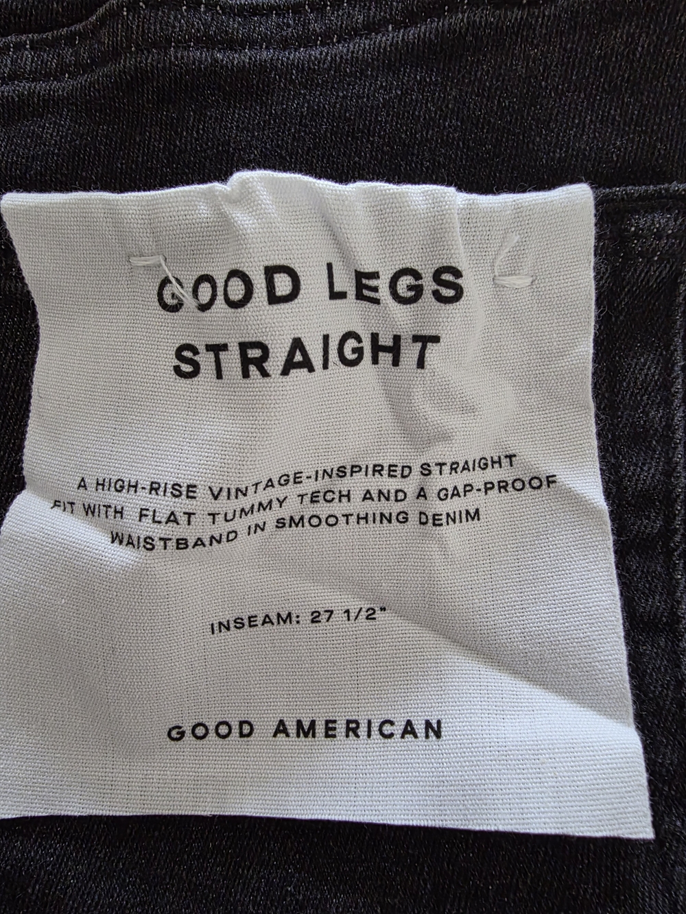Good American Good Legs Straight Jeans in Black Denim